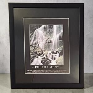 Successories Fulfillment Motivational Print Waterfall Wall Art Black Mat Framed